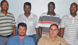 The new Richards Bay committee from left to right back, Peter Molokane, Mervyn Govender (chairman), Charles Jalazi (secretary), Wilson Maminimini, (treasurer) and front, Roland Verwey, Donald Pittendrigh (vice chairman)